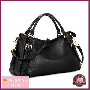 Genuine Leather Satchel Crossbody Bag Hobo Handbag Medium Size Top Handle